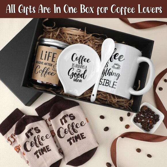 5 Pieces Coffee Lover Gifts Set - Includes Mug and Spoon Rest Holder, Candle and - Picture 2 of 6